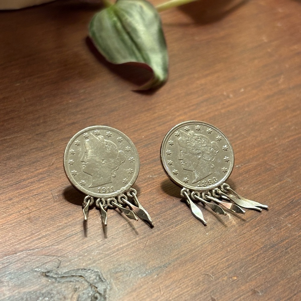 Silver Coin Dangle Earrings